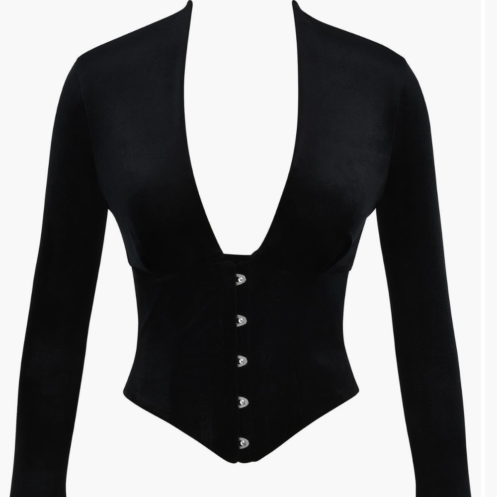 HOUSE OF CB Leonora Stretch
Velvet Corset Top Black Small